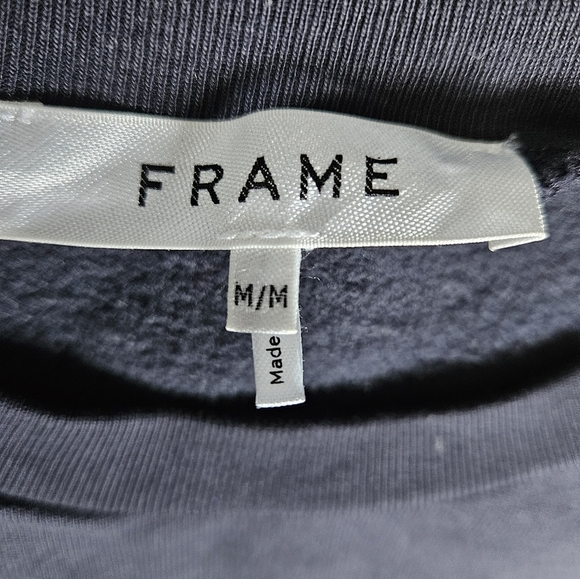 Frame Navy Scallop Crew Neck Sweatshirt Size M - Picture 6 of 10